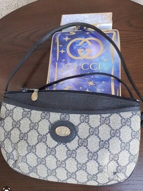 Gucci GG Supreme Monogram Coated Canvas Leather Blue Navy Shoulder/Crossbody Bag